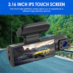 Registratore di guida con doppia lente anteriore e interna per visione notturna HD 1080P da 3,16 pollici, Front and Inside Dual Lenses