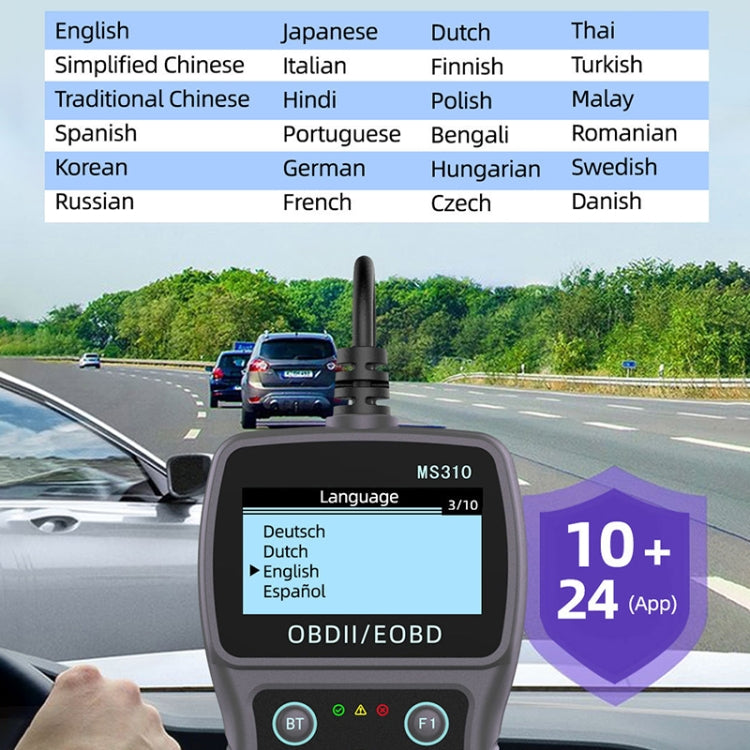 MS310 Schermo LCD Tester batteria per auto Rilevatore guasti ODB2, ODB2 Fault Detector