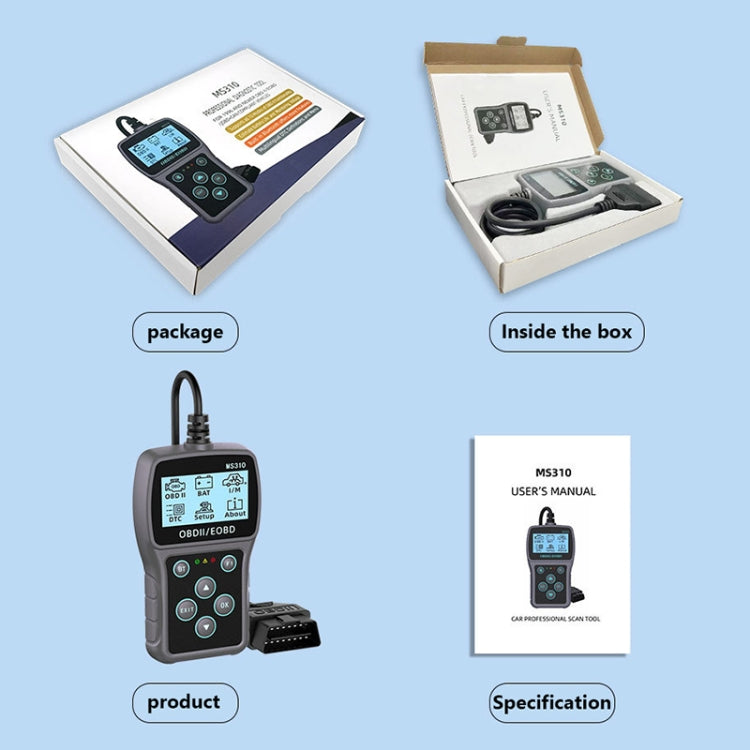 MS310 Schermo LCD Tester batteria per auto Rilevatore guasti ODB2, ODB2 Fault Detector