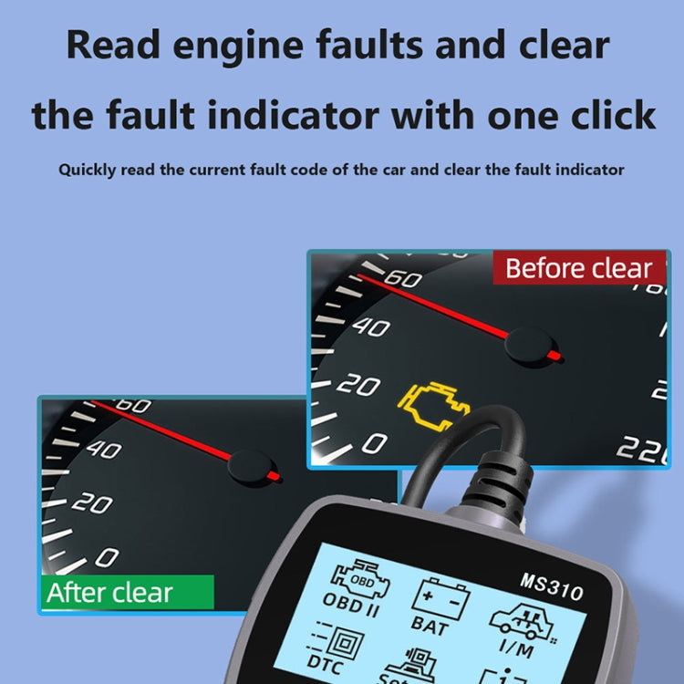 MS310 Schermo LCD Tester batteria per auto Rilevatore guasti ODB2, ODB2 Fault Detector