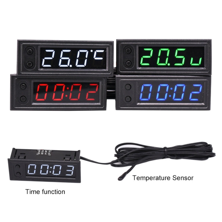 Orologio luminoso elettronico a LED ad alta precisione per auto DC5-50V 3 in 1 + termometro + voltmetro, 3 in 1 DC5-50V Green, 3 in 1 DC5-50V Blue, 3 in 1 DC5-50V Red, 3 in 1 DC5-50V 3 in 1 DC5-50V