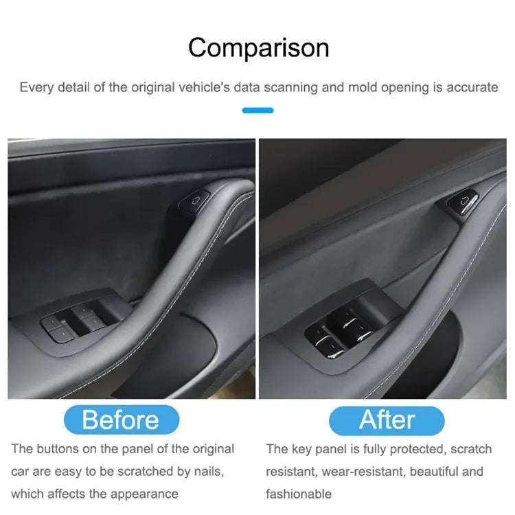 Per Tesla Model 3 / Y 11 pz/set Pulsante di sollevamento del finestrino dell'auto Adesivo decorativo adesivo in PU, Window Lift Button Decorative Sticker