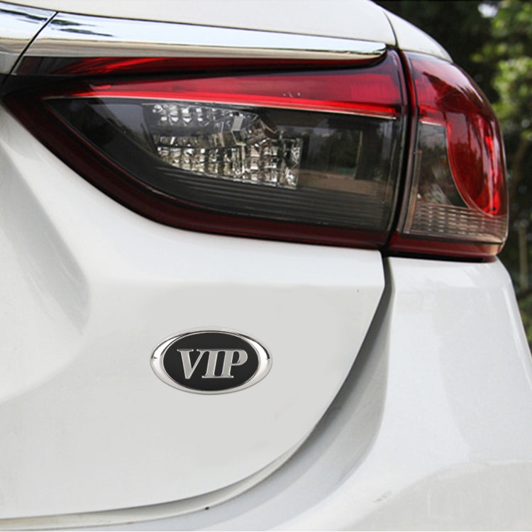 Adesivi decorativi personalizzati in metallo VIP stile ovale per auto, dimensioni: 6,5 x 3,5 x 0,5 cm, Oval Style VIP