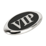 Adesivi decorativi personalizzati in metallo VIP stile ovale per auto, dimensioni: 6,5 x 3,5 x 0,5 cm, Oval Style VIP