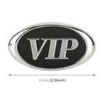 Adesivi decorativi personalizzati in metallo VIP stile ovale per auto, dimensioni: 6,5 x 3,5 x 0,5 cm, Oval Style VIP