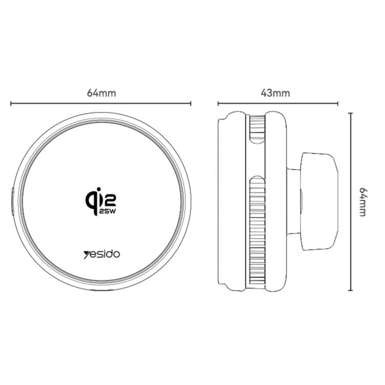 Supporto magnetico per caricabatterie wireless da auto Yesido C326 da 15 W