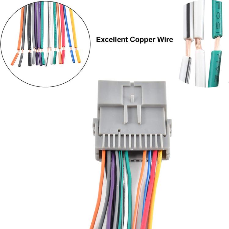 Cablaggio con connettore per autoradio GMC, cavo di alimentazione per GMC + ACC + adattatore antenna, For Chevrolet / Chrysler / GMC / Buick