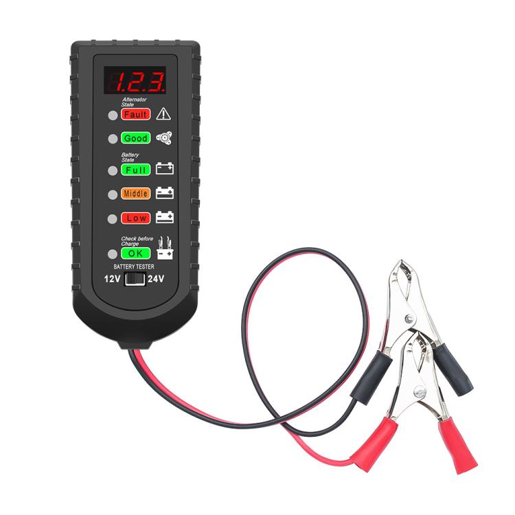 Tester di tensione per batterie auto da 12V/24V