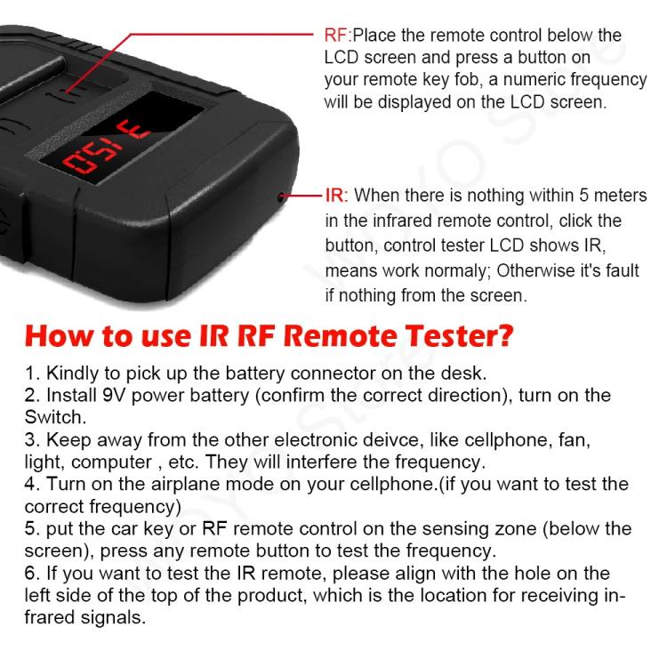 WOYO PL001 Tester per telecomandi auto 10-1000 MHz RF IR Infrarossi Wireless Digitale Tester per la clonazione di telecomandi per chiavi di portiere di camion, PL001