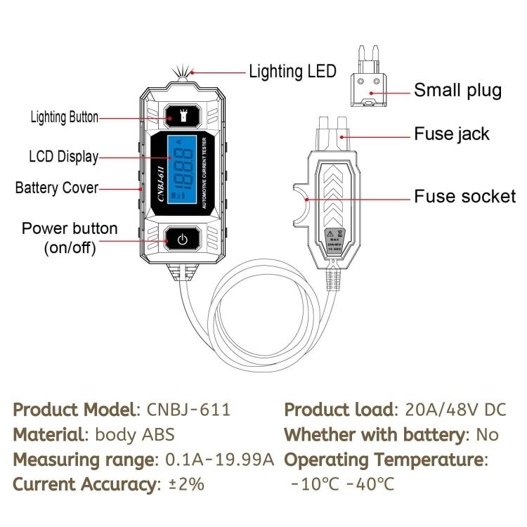 Tester di corrente per fusibili a lama LED per autoveicoli CNBJ-611