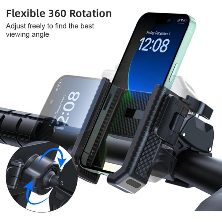 Supporto antiscivolo per telefono da bici e monopattino con texture in fibra di carbonio
