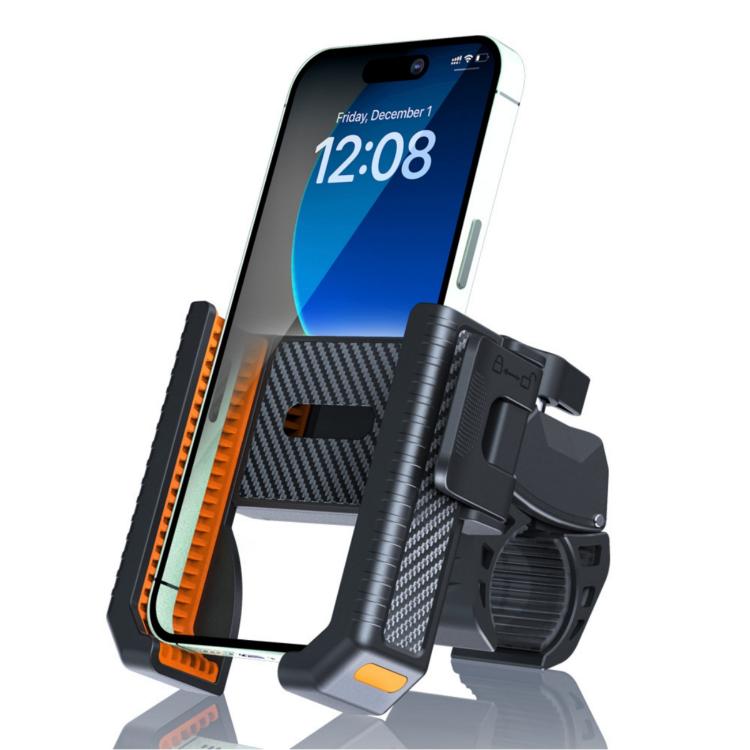 Supporto antiscivolo per telefono da bici e monopattino con texture in fibra di carbonio