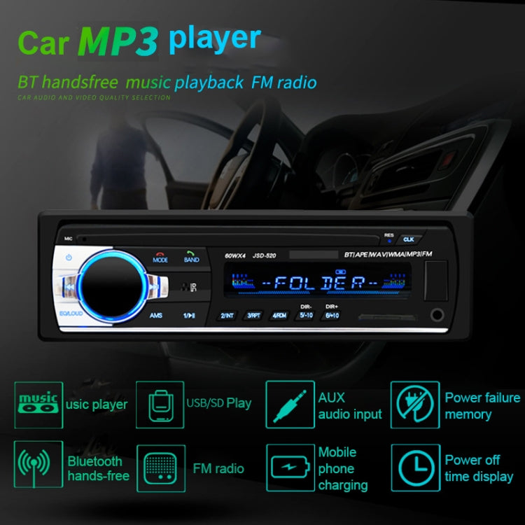 JSD-520 Autoradio Lettore MP3 Audio Supporto Bluetooth Chiamate Vivavoce / FM / USB / SD, Versione Spina UE, JSD-520, EU Plug Version