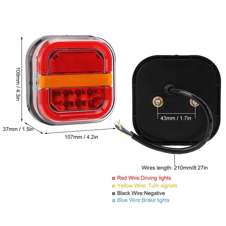 2 pezzi 12-24V 28LED fanale posteriore quadrato per rimorchio, 12-24V