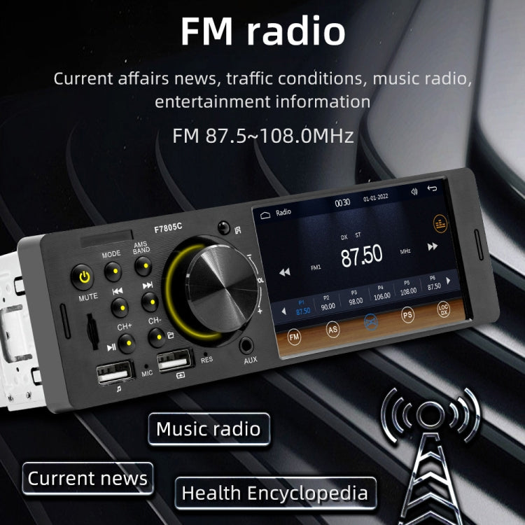 Ricevitore autoradio da 4 pollici 800x480P Lettore MP5, supporto FM, Bluetooth e scheda SD con telecomando, F7805C