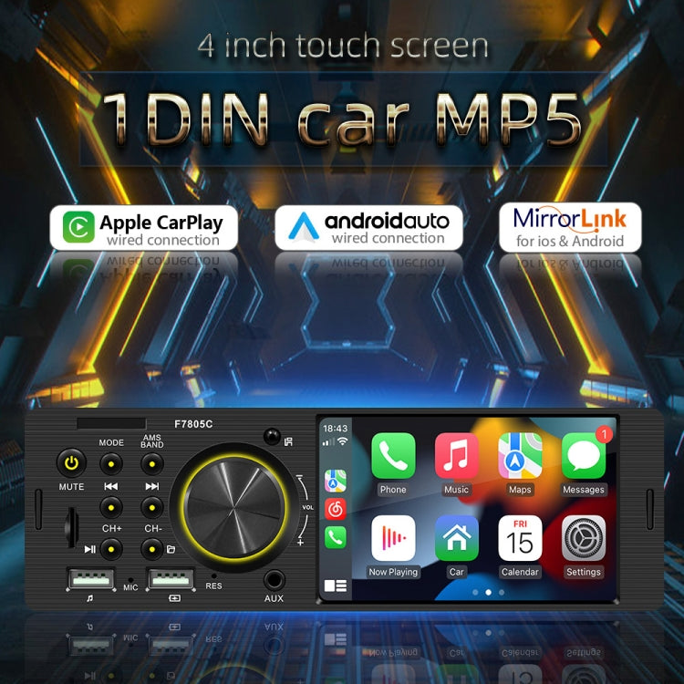 Ricevitore autoradio da 4 pollici 800x480P Lettore MP5, supporto FM, Bluetooth e scheda SD con telecomando, F7805C