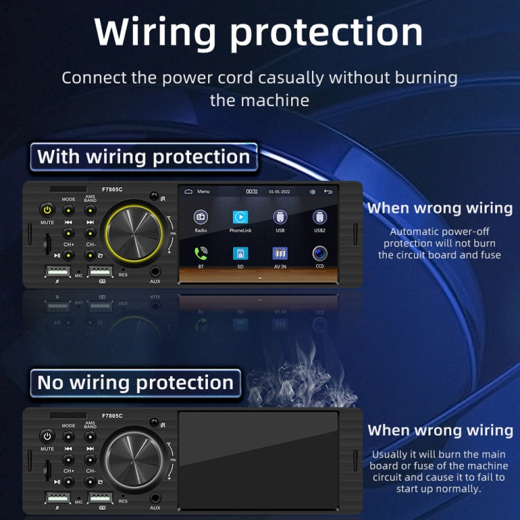 Ricevitore autoradio da 4 pollici 800x480P Lettore MP5, supporto FM, Bluetooth e scheda SD con telecomando, F7805C