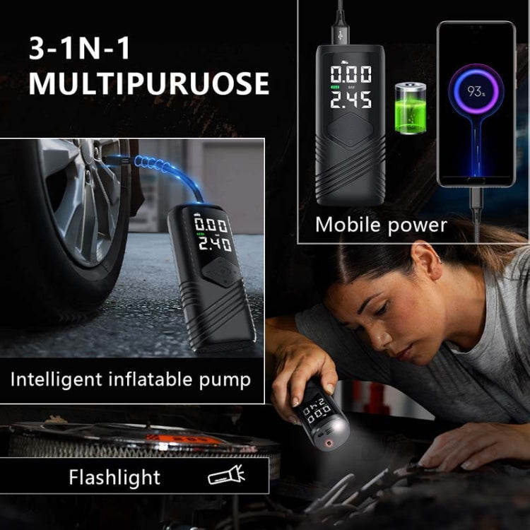 Pompa di aria elettrica wireless per pneumatici con display digitale multifunzione per auto portatile, Wireless