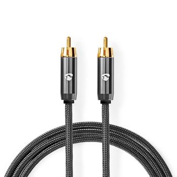 Subwoofer Cable | RCA Male | RCA Male | Gold Plated | 3.00 m | Round | 4.5mm | Anthracite / Gun Metal Gray | Cover Box