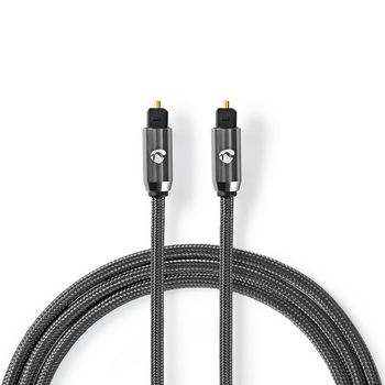 Optical Audio Cable | TosLink Male | TosLink Male | 3.00 m | Round | Cotton | Gun Metal Grey | Cover Window Box