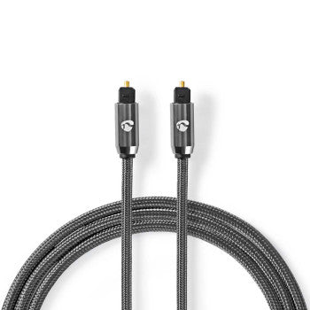 Optical Audio Cable | TosLink Male | TosLink Male | 5.00 m | Round | Braided | Gun Metal Gray | Cover Window Box