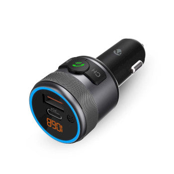 Car FM Transmitter | Fixed | Hands free calling | 1 " | Amber Screen | Bluetooth® | PD 18 W / PD 24 W | Fast charging | Bass boost | Google Assistant / Siri | Black