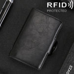 X-7 Porta carte di credito in pelle con texture Crazy Horse in alluminio multifunzionale RFID antimagnetico
