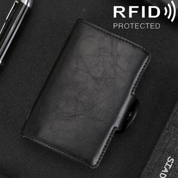 X-7 Porta carte di credito in pelle con texture Crazy Horse in alluminio multifunzionale RFID antimagnetico
