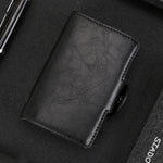 X-7 Porta carte di credito in pelle con texture Crazy Horse in alluminio multifunzionale RFID antimagnetico