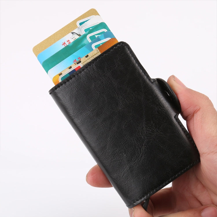 X-7 Porta carte di credito in pelle con texture Crazy Horse in alluminio multifunzionale RFID antimagnetico