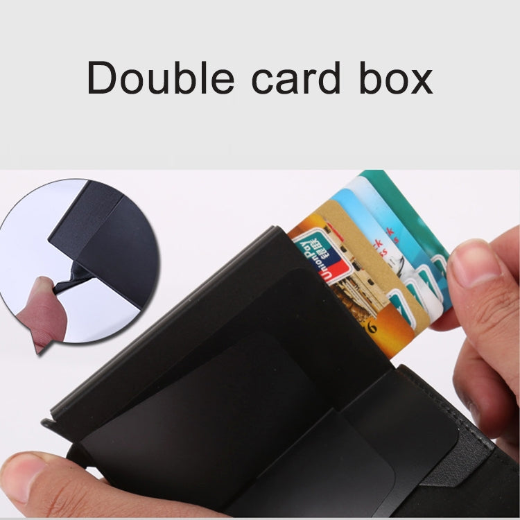 X-7 Porta carte di credito in pelle con texture Crazy Horse in alluminio multifunzionale RFID antimagnetico