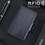 X-7 Porta carte di credito in pelle con texture Crazy Horse in alluminio multifunzionale RFID antimagnetico