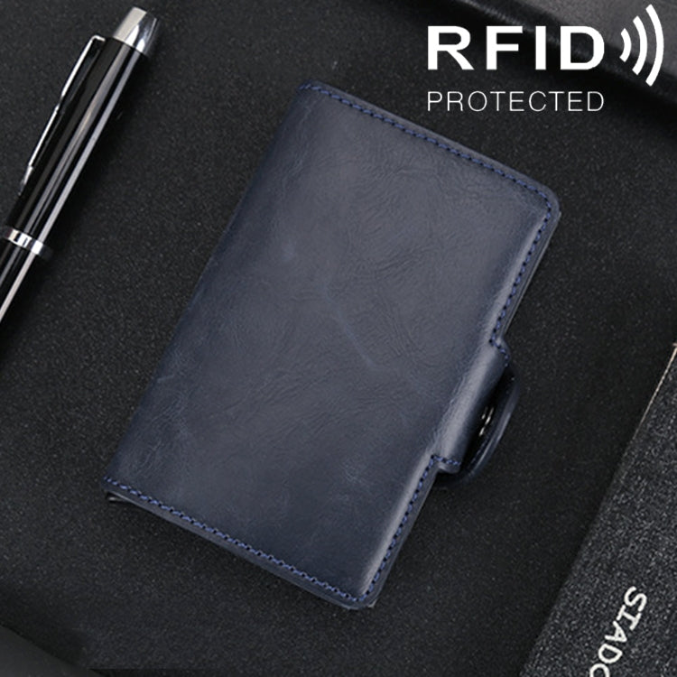 X-7 Porta carte di credito in pelle con texture Crazy Horse in alluminio multifunzionale RFID antimagnetico