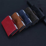 X-7 Porta carte di credito in pelle con texture Crazy Horse in alluminio multifunzionale RFID antimagnetico