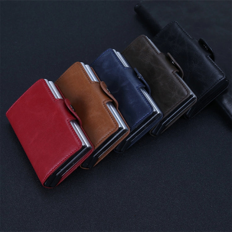 X-7 Porta carte di credito in pelle con texture Crazy Horse in alluminio multifunzionale RFID antimagnetico