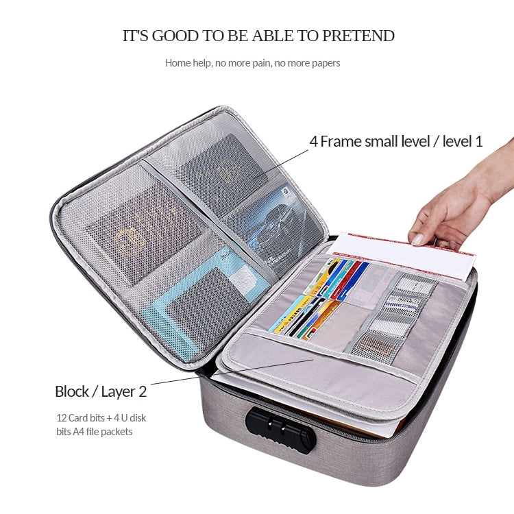 ZJ02 Borsa per laptop multistrato per custodia di documenti in poliestere impermeabile per laptop di tutte le dimensioni, con blocco password