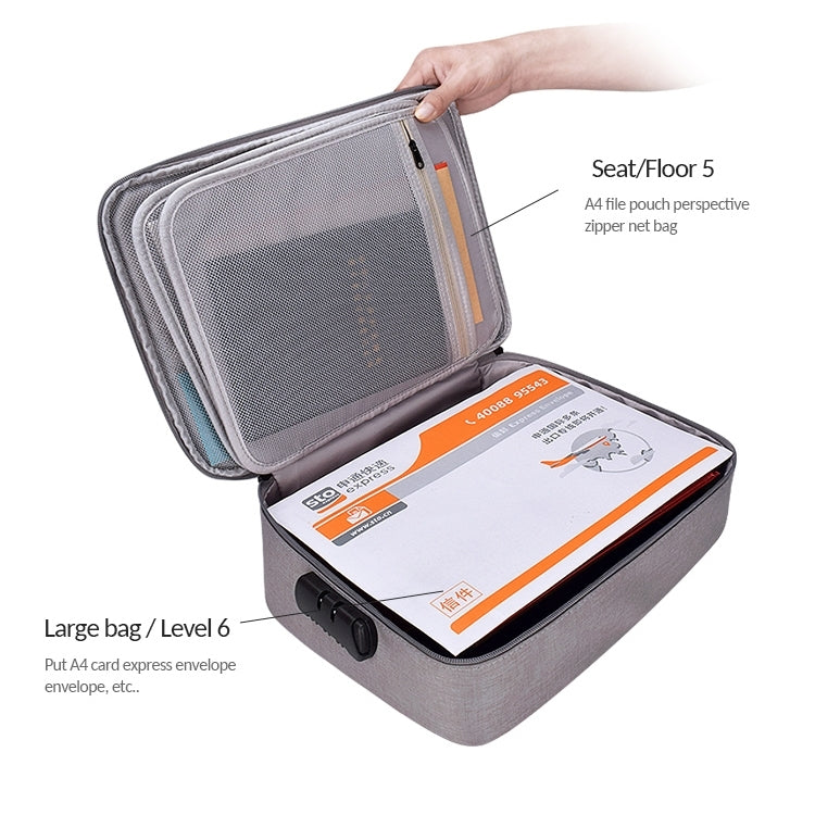 ZJ02 Borsa per laptop multistrato per custodia di documenti in poliestere impermeabile per laptop di tutte le dimensioni, con blocco password