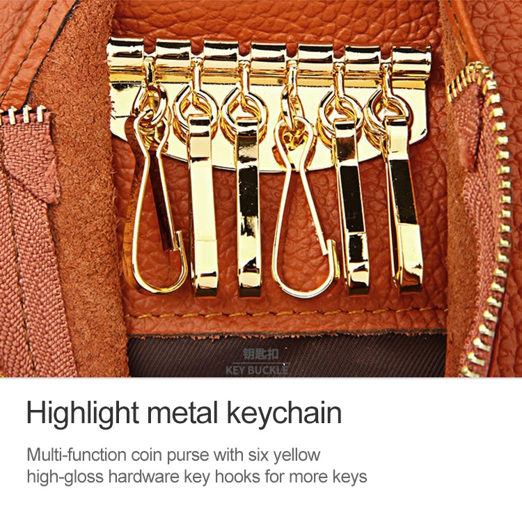 Pochette portafoglio da donna con trama quadrata orizzontale litchi del 2001, con tracolla staccabile e 6 portachiavi, Orange, Pink, Green, Yellow