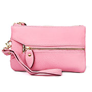 Pochette portafoglio donna in pelle con tracolla e portachiavi
