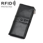 Portafoglio RFID antimagnetico pieghevole lungo in pelle di vacchetta 3520 da donna, con scomparti per carte, 3520 Black, 3520 Coffee, 3520 Green, 3520 Blue, 3520 Red, 3520 Yellowish-brown