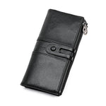 Portafoglio RFID antimagnetico pieghevole lungo in pelle di vacchetta 3520 da donna, con scomparti per carte, 3520 Black, 3520 Coffee, 3520 Green, 3520 Blue, 3520 Red, 3520 Yellowish-brown