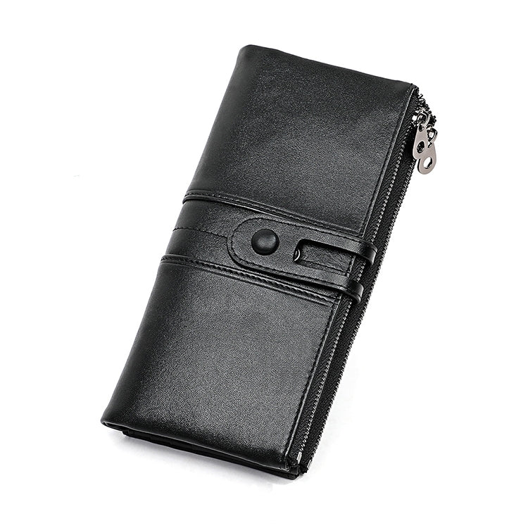 Portafoglio RFID antimagnetico pieghevole lungo in pelle di vacchetta 3520 da donna, con scomparti per carte, 3520 Black, 3520 Coffee, 3520 Green, 3520 Blue, 3520 Red, 3520 Yellowish-brown