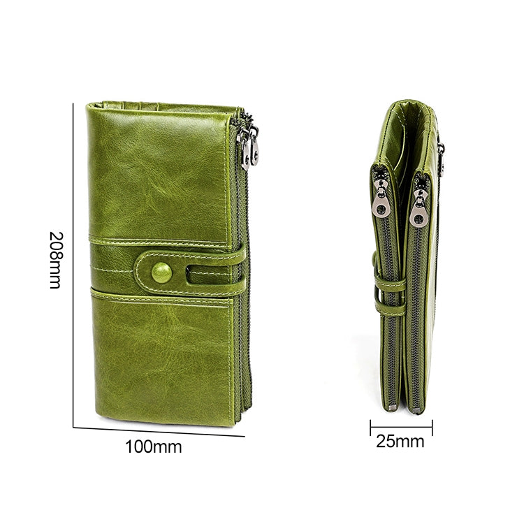 Portafoglio RFID antimagnetico pieghevole lungo in pelle di vacchetta 3520 da donna, con scomparti per carte, 3520 Black, 3520 Coffee, 3520 Green, 3520 Blue, 3520 Red, 3520 Yellowish-brown