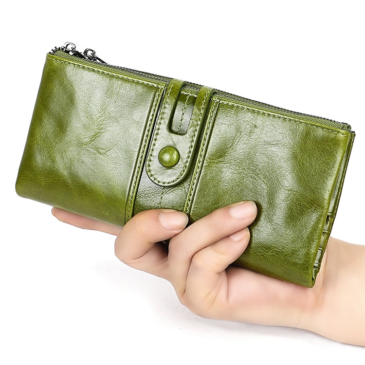 Portafoglio RFID antimagnetico pieghevole lungo in pelle di vacchetta 3520 da donna, con scomparti per carte, 3520 Black, 3520 Coffee, 3520 Green, 3520 Blue, 3520 Red, 3520 Yellowish-brown