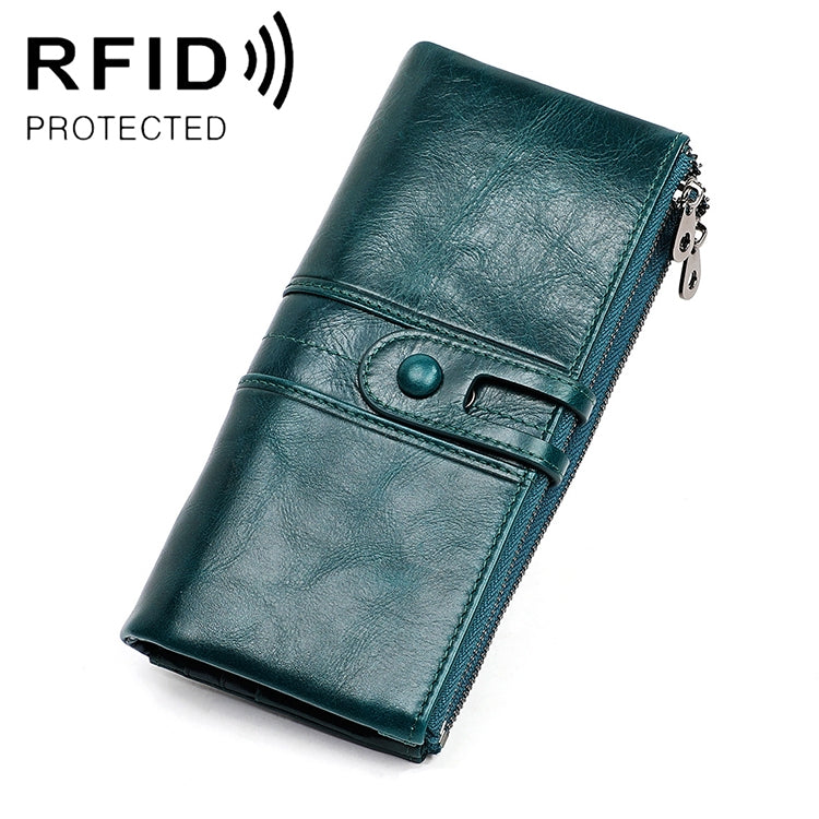Portafoglio RFID antimagnetico pieghevole lungo in pelle di vacchetta 3520 da donna, con scomparti per carte, 3520 Black, 3520 Coffee, 3520 Green, 3520 Blue, 3520 Red, 3520 Yellowish-brown
