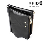 3533 Pochette da uomo con portafoglio RFID antimagnetico pieghevole in pelle di vacchetta con texture Crazy Horse lunga, con scomparti per carte, 3533 Black, 3533 Coffee, 3533 Blue, 3533 Red, 3533 Yellowish-brown