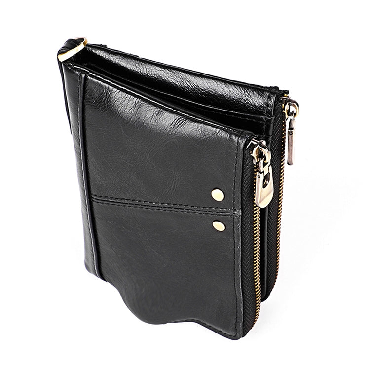 3533 Pochette da uomo con portafoglio RFID antimagnetico pieghevole in pelle di vacchetta con texture Crazy Horse lunga, con scomparti per carte, 3533 Black, 3533 Coffee, 3533 Blue, 3533 Red, 3533 Yellowish-brown