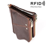 3533 Pochette da uomo con portafoglio RFID antimagnetico pieghevole in pelle di vacchetta con texture Crazy Horse lunga, con scomparti per carte, 3533 Black, 3533 Coffee, 3533 Blue, 3533 Red, 3533 Yellowish-brown