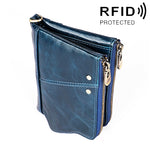 3533 Pochette da uomo con portafoglio RFID antimagnetico pieghevole in pelle di vacchetta con texture Crazy Horse lunga, con scomparti per carte, 3533 Black, 3533 Coffee, 3533 Blue, 3533 Red, 3533 Yellowish-brown