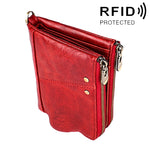 3533 Pochette da uomo con portafoglio RFID antimagnetico pieghevole in pelle di vacchetta con texture Crazy Horse lunga, con scomparti per carte, 3533 Black, 3533 Coffee, 3533 Blue, 3533 Red, 3533 Yellowish-brown